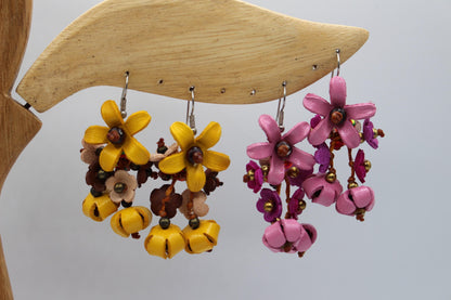 Genuine Handmade Leather Flower Earrings 8 colors