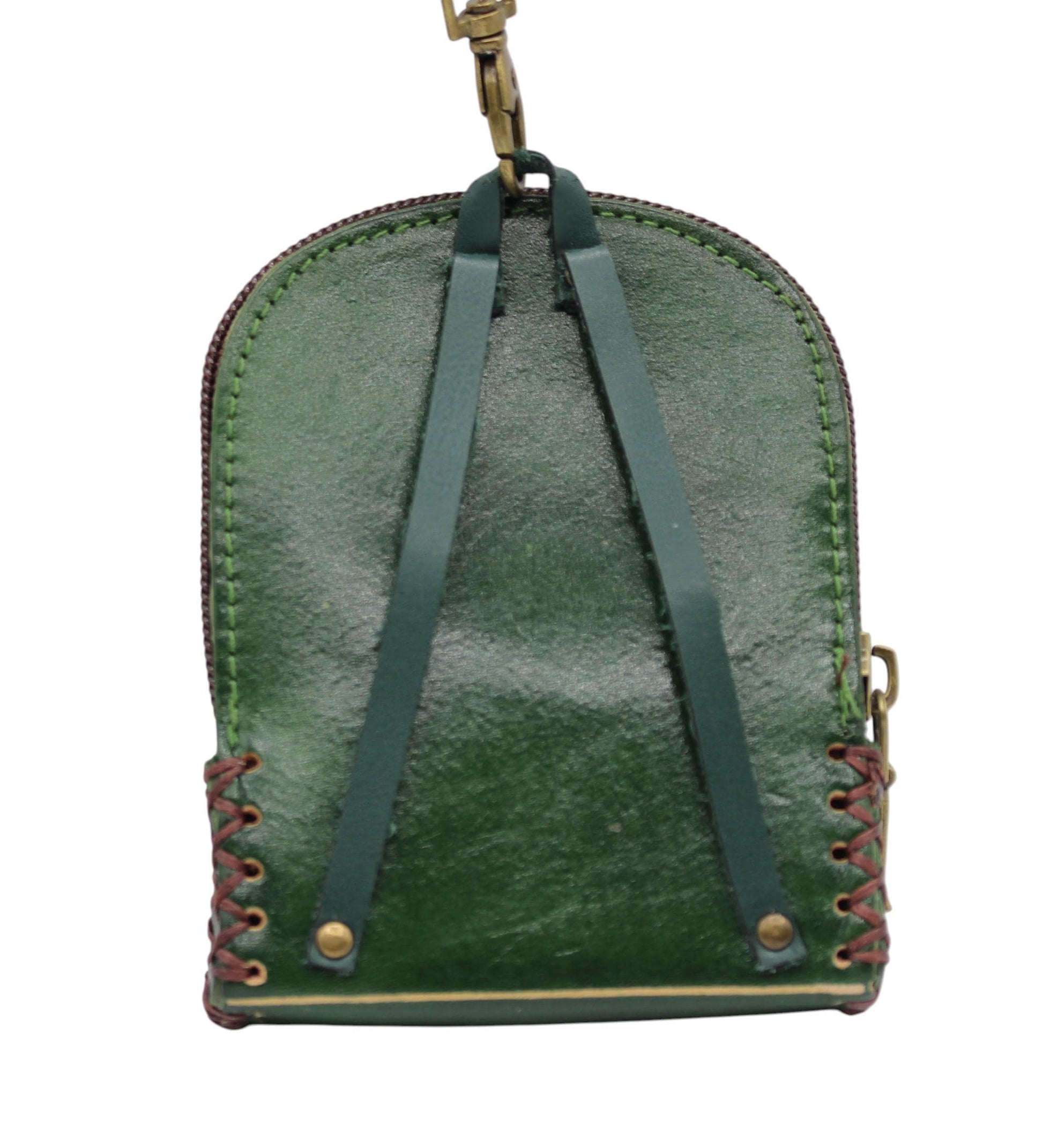 Genuine Handmade Leather bat Wristlet mini backpack/ Coin Purse / Wallet /change purse