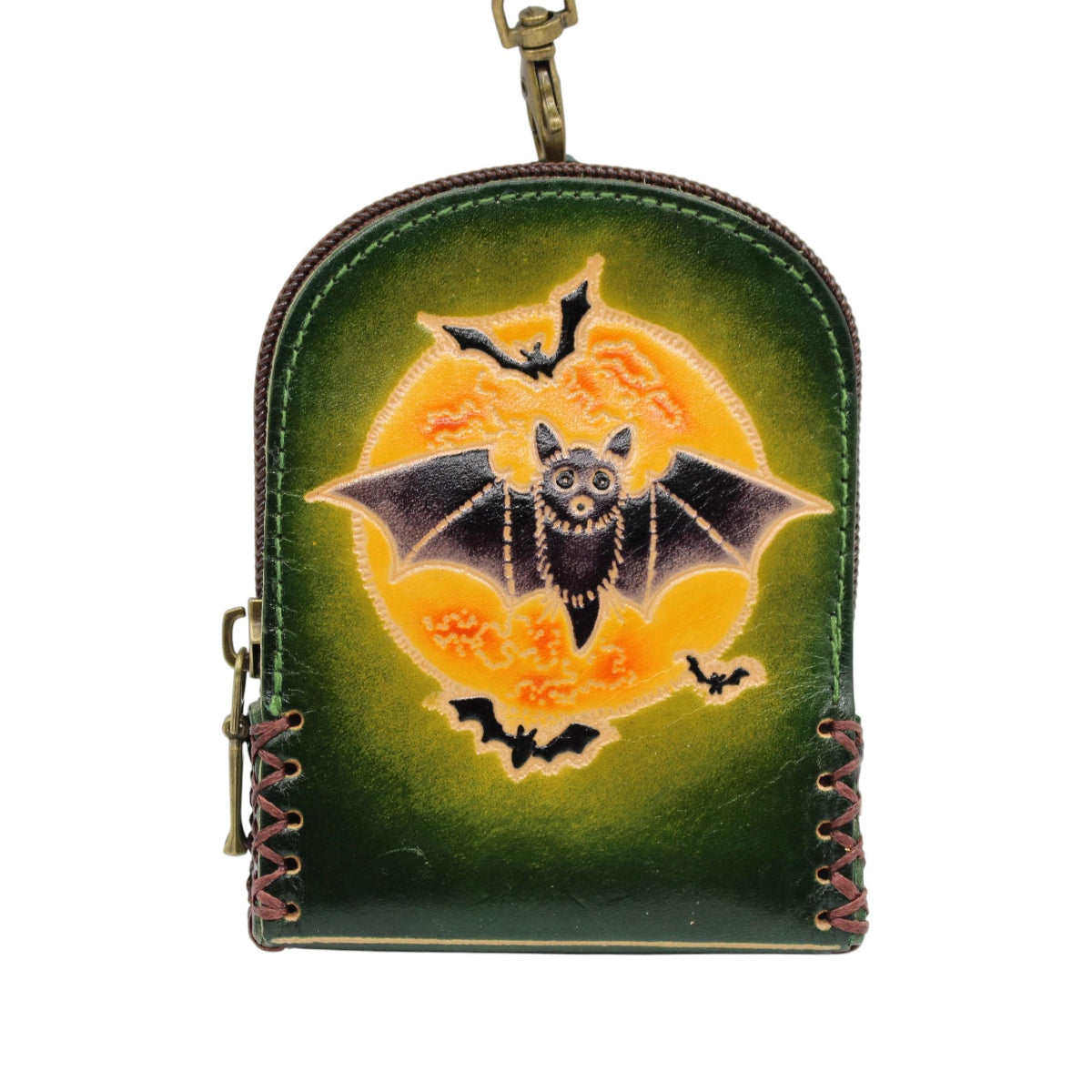 Genuine Handmade Leather bat Wristlet mini backpack/ Coin Purse / Wallet /change purse