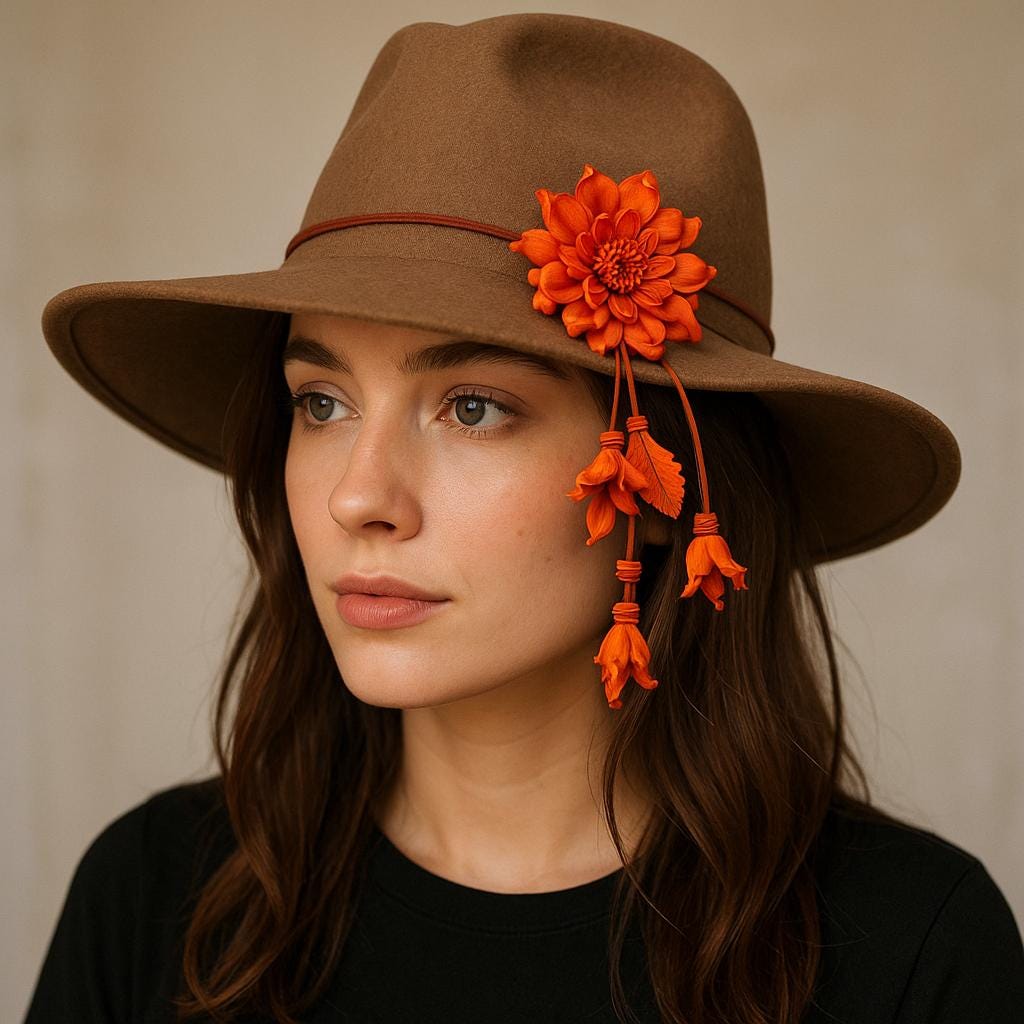 Genuine Handmade Leather Flower Hatband daisy flower Genuine Leather Pendant Accessories