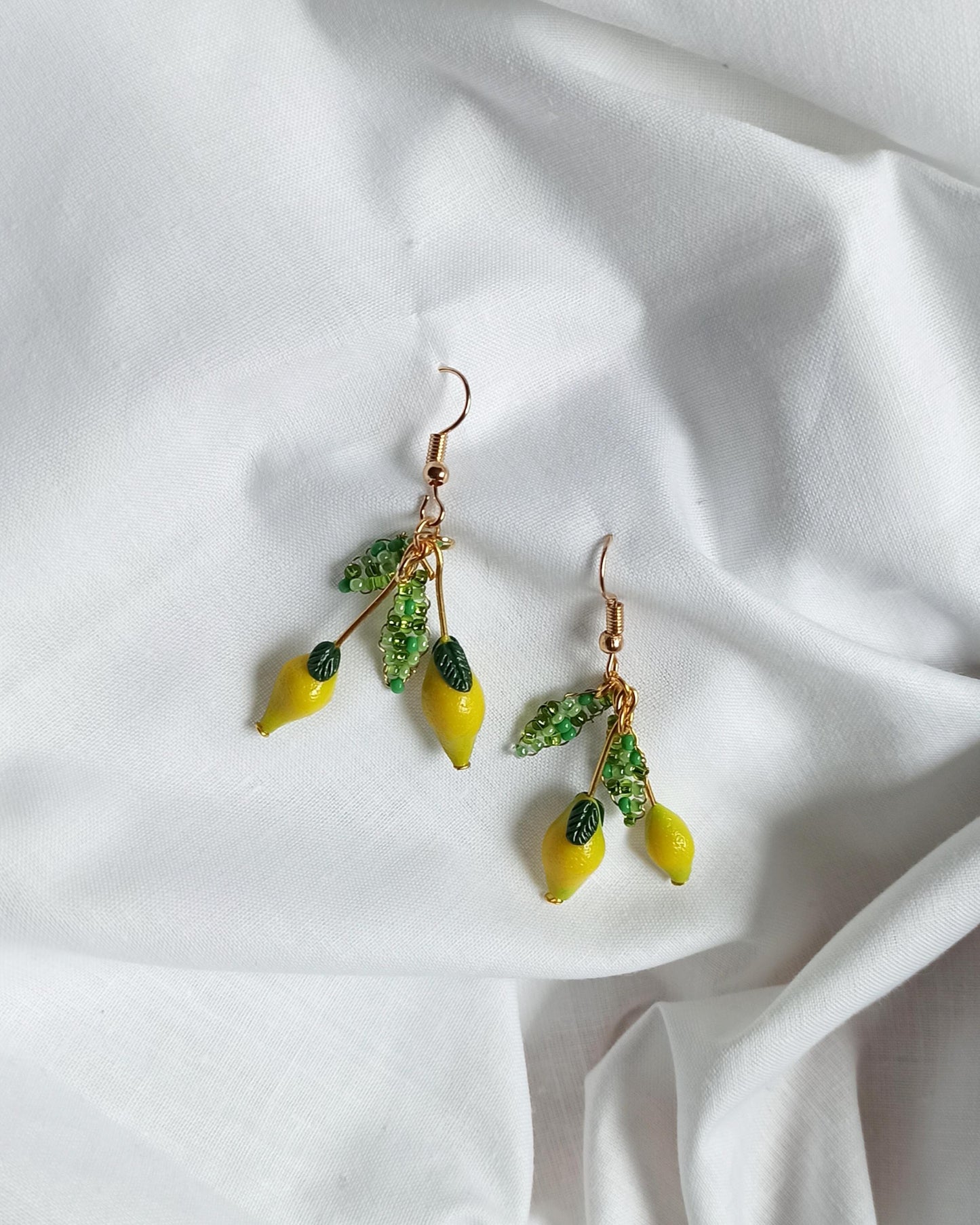 Lemon Drop Polymer Clay Earrings: Miniature Fruit Dangle Earrings