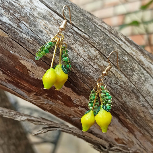 Lemon Drop Polymer Clay Earrings: Miniature Fruit Dangle Earrings