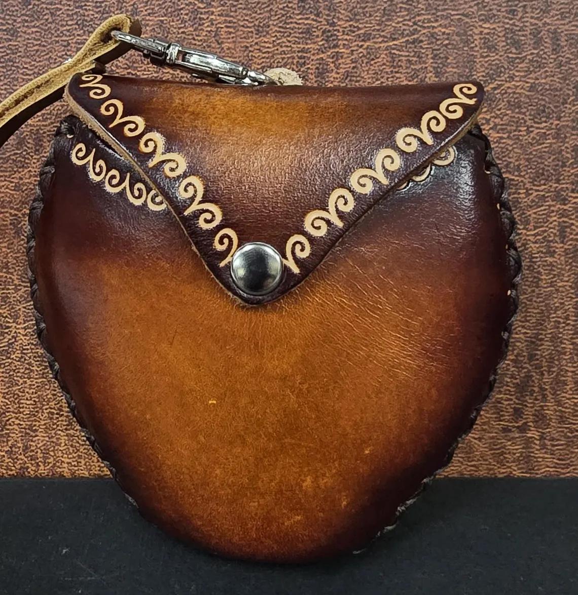 Genuine Handmade Leather Owl Coin Purse wallet wristlet