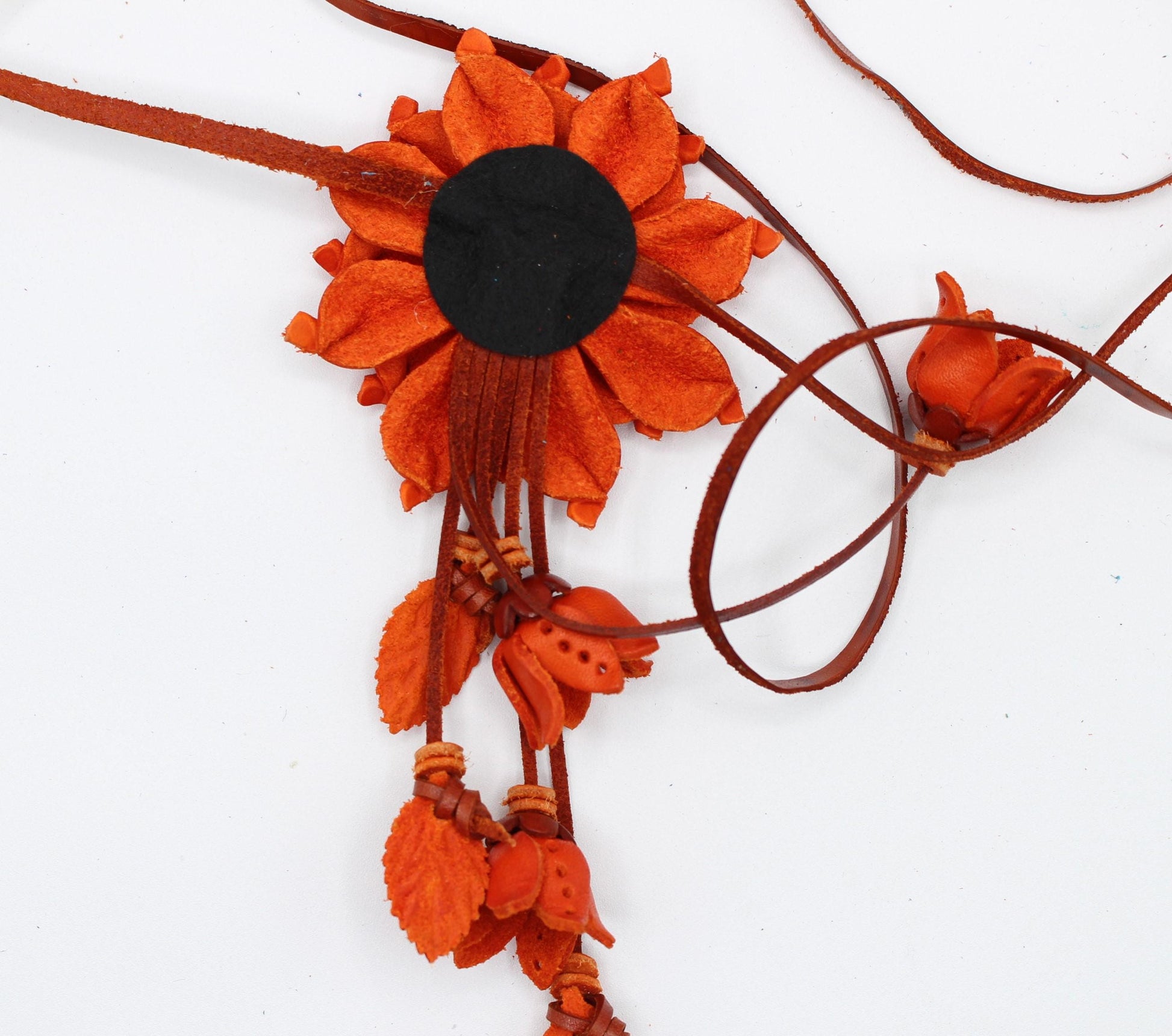 Genuine Handmade Leather Flower Hatband daisy flower Genuine Leather Pendant Accessories