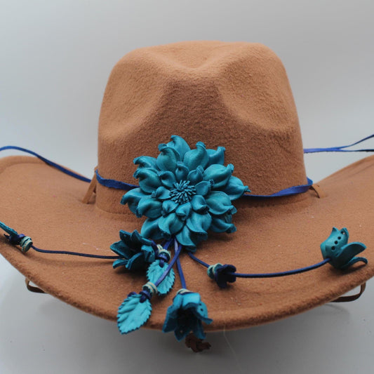 Genuine Handmade Leather Flower Hatband daisy flower Genuine Leather Pendant Accessories