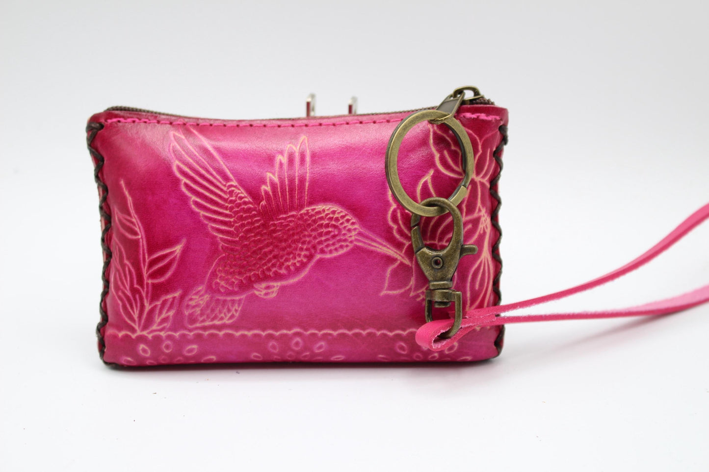 Handmade genuine leather hummingbird coin purse / wallet / mini wallet, card holder / coin bag