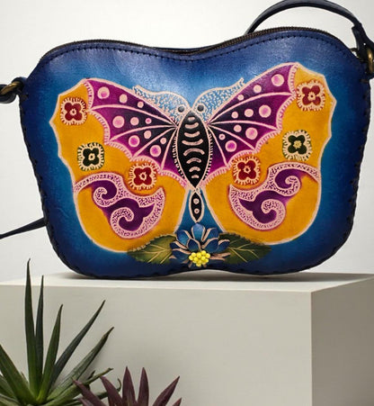 Genuine Handmade Leather Butterfly Purse / Crossbody/ Phone Bag, Shoulder Bag, Animal-themed Bag