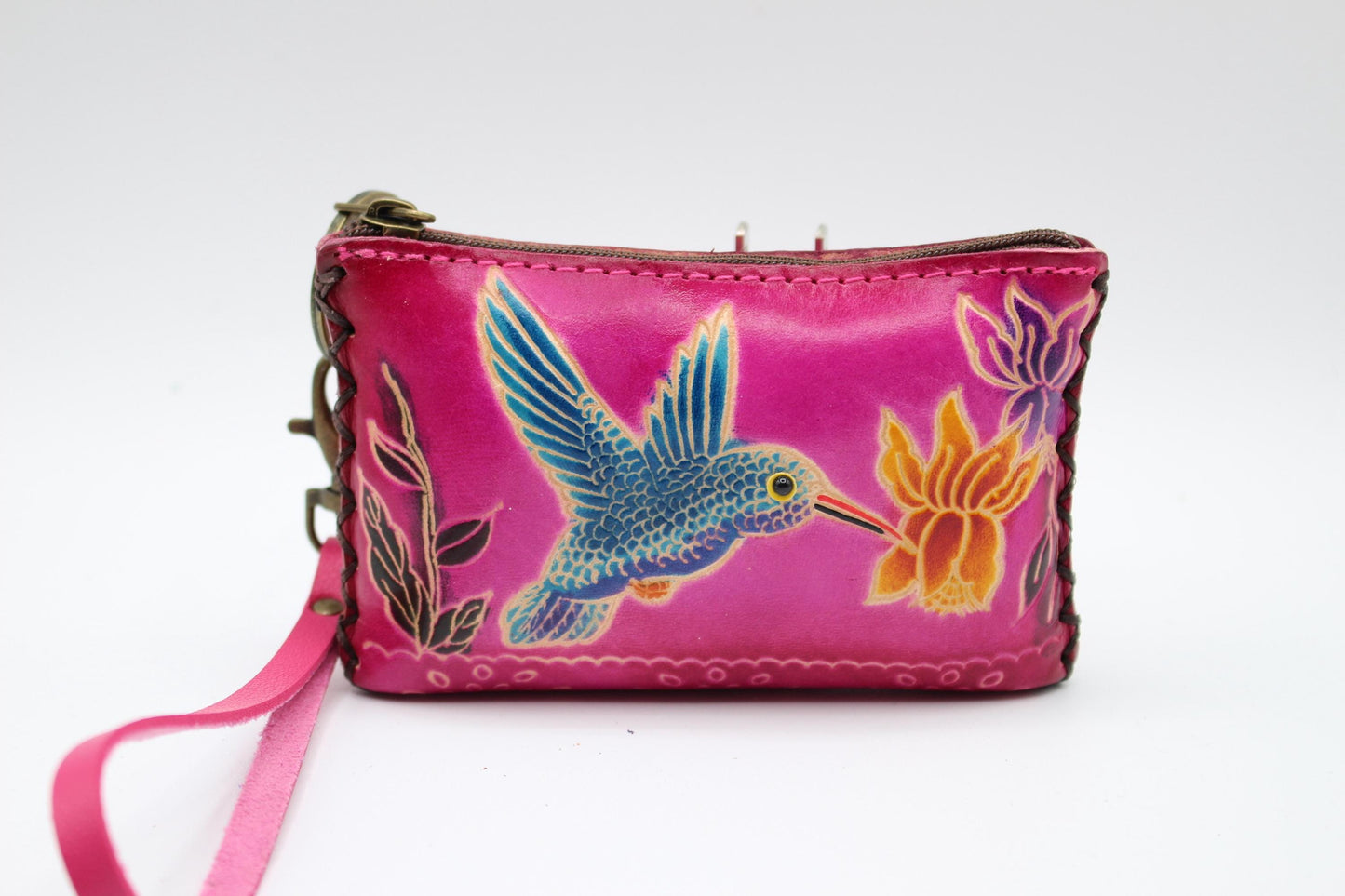 Handmade genuine leather hummingbird coin purse / wallet / mini wallet, card holder / coin bag