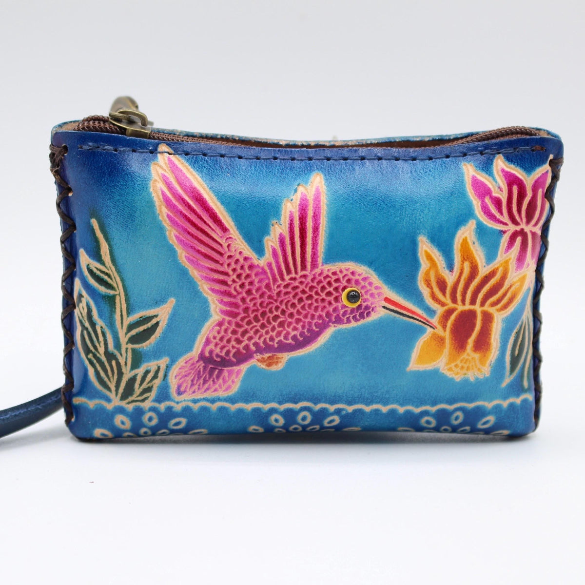 Handmade genuine leather hummingbird coin purse / wallet / mini wallet, card holder / coin bag