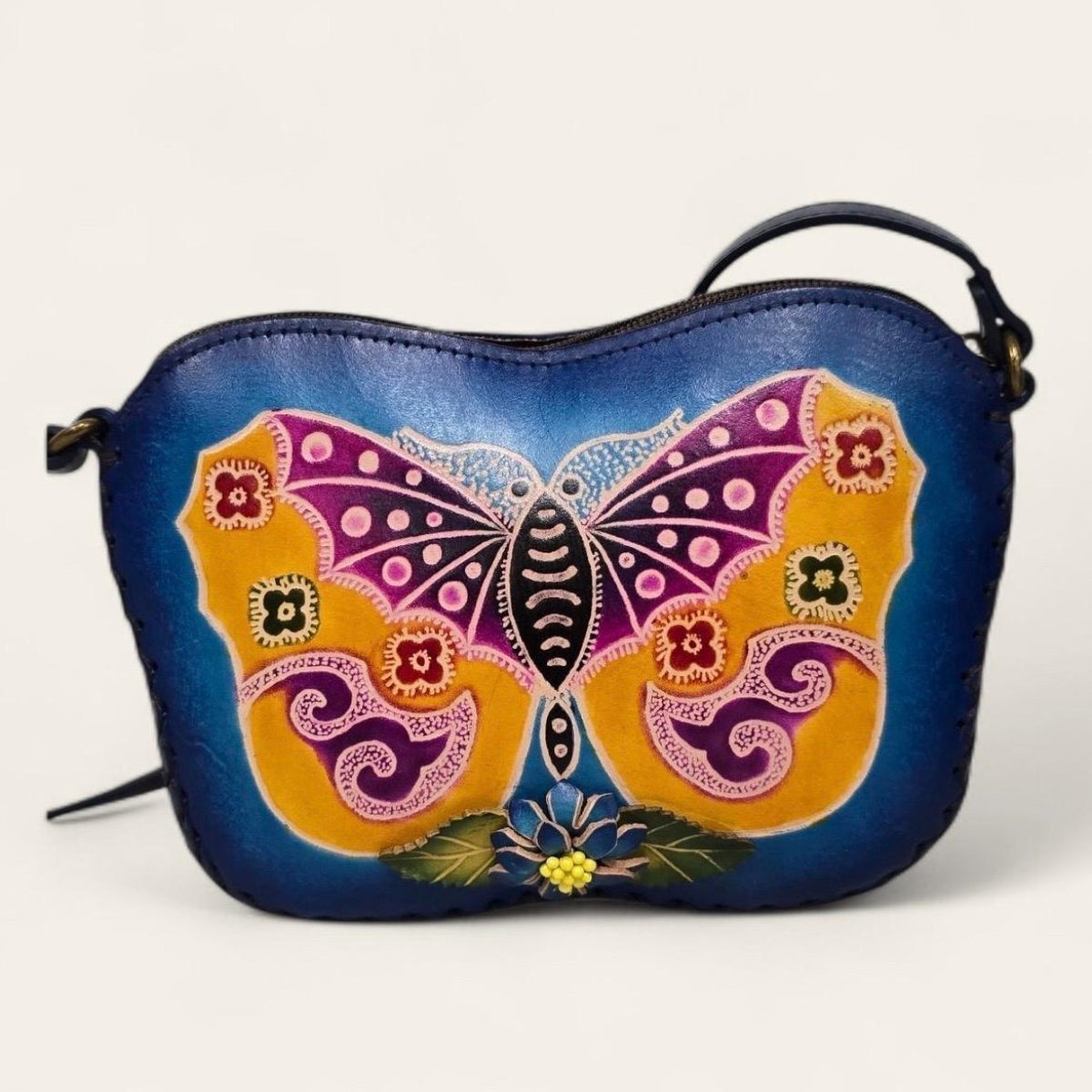 Genuine Handmade Leather Butterfly Purse / Crossbody/ Phone Bag, Shoulder Bag, Animal-themed Bag