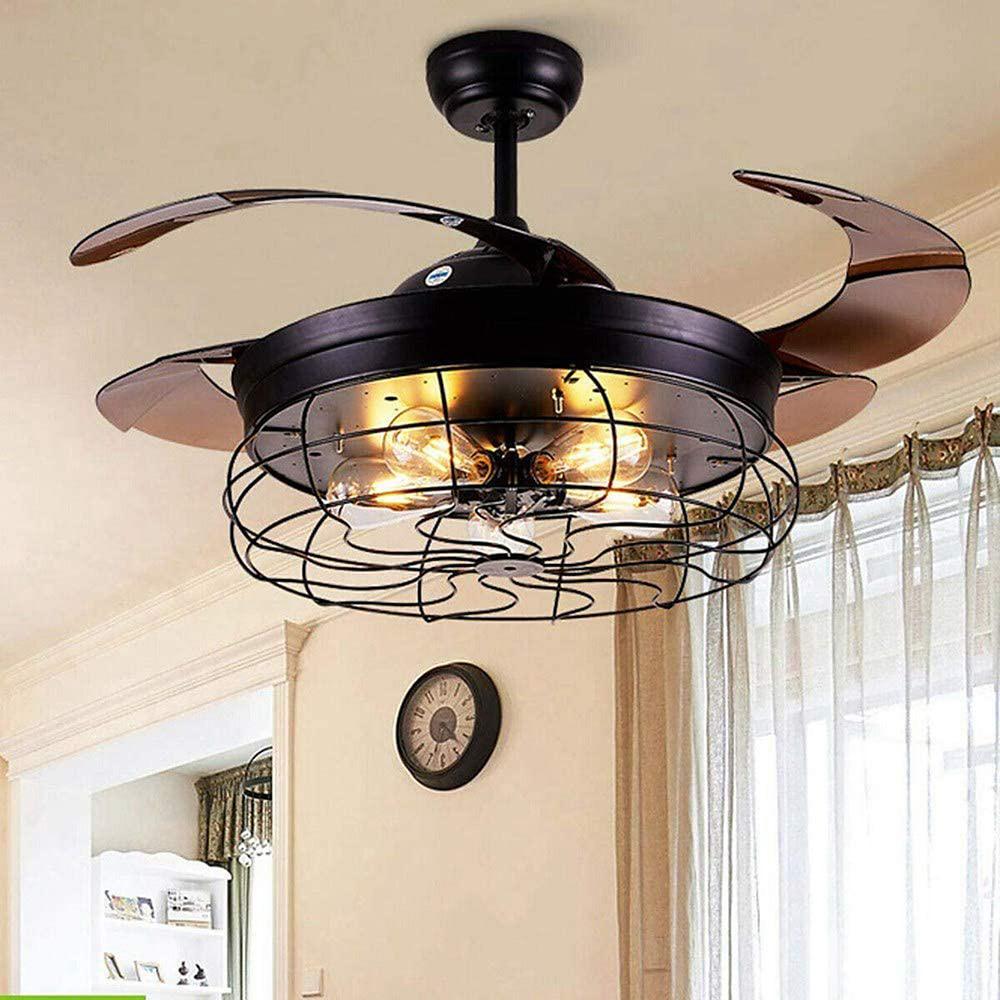 3 Bladed Farmhouse Retractable Ceiling Fan with Light