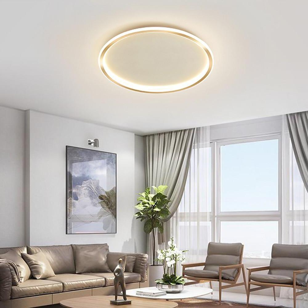 Circular Minimalist Metal Silica Gel LED Flush Mount Ceiling Light for Living Room