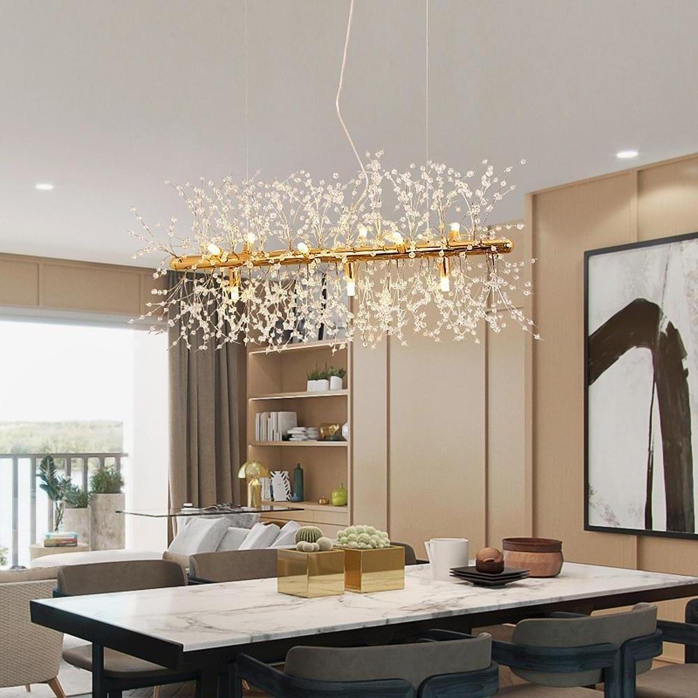 Luxury Modern LED Pendant Light with Electroplated Metal & Crystal Design E26/E27 Compatible