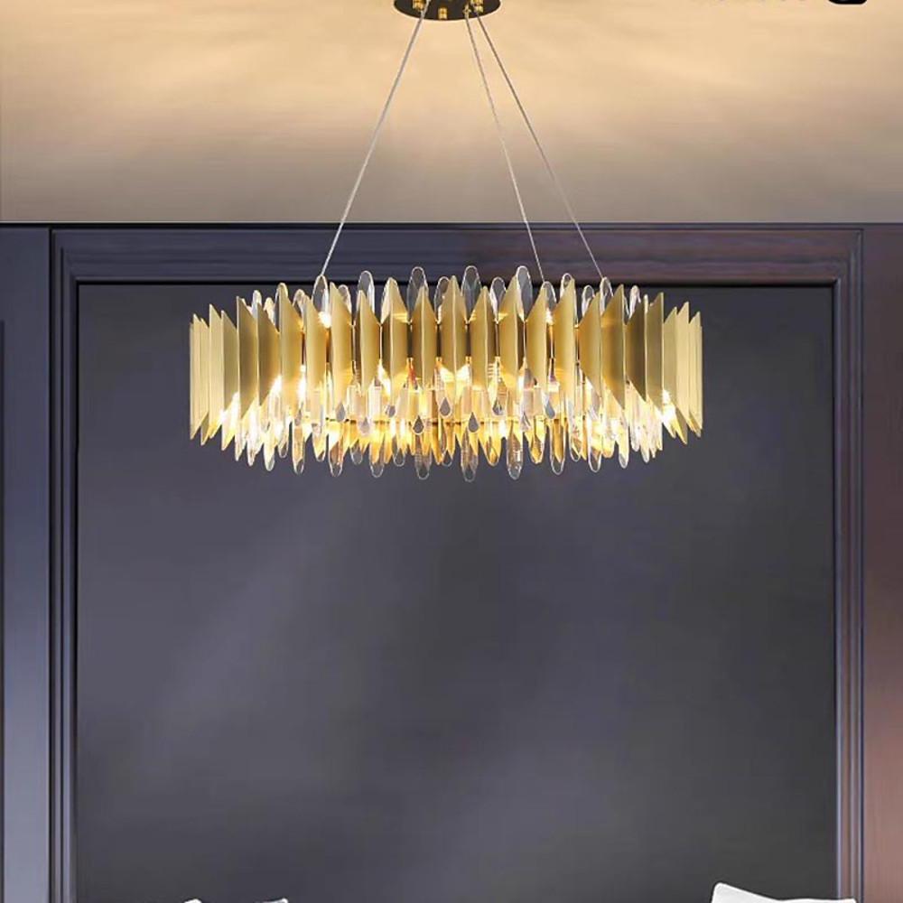 Modern Round Crystal Chandelier Stainless Steel Single Ceiling Light