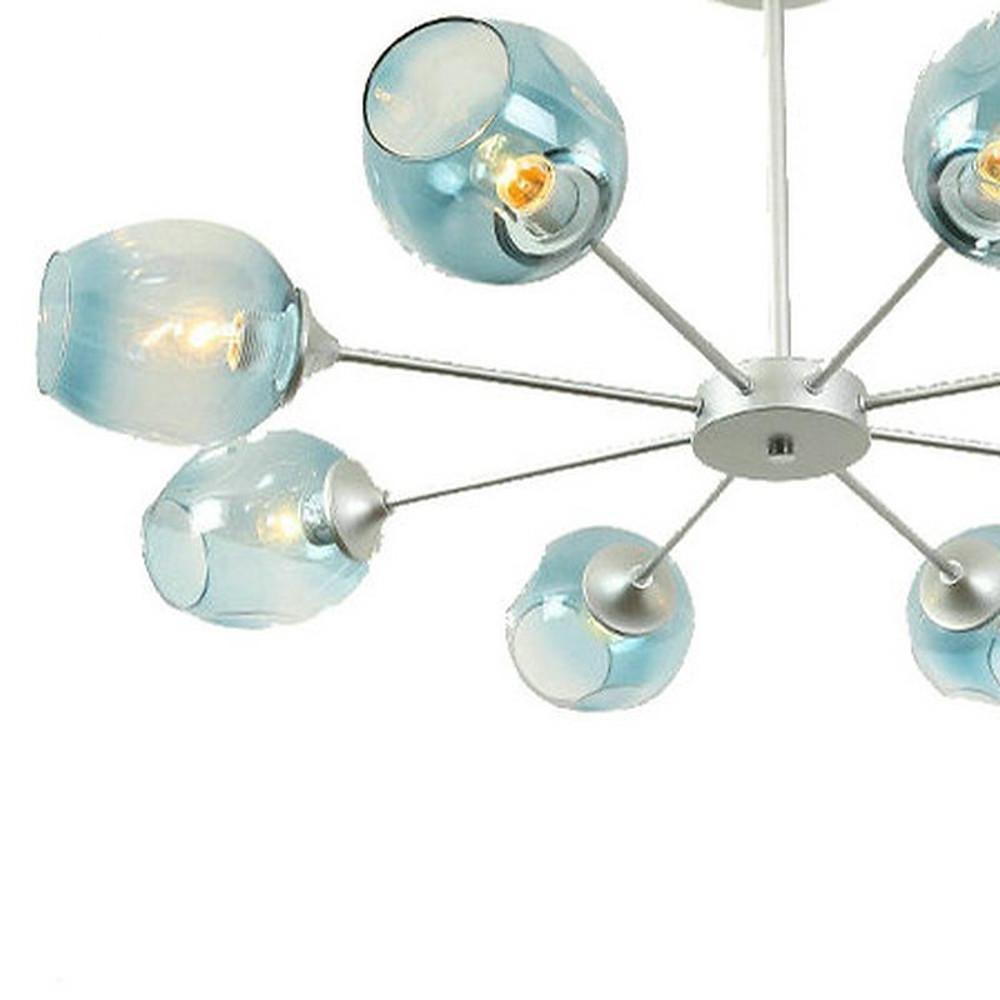 Classic Sputnik Chandelier Metal See Glass Chandeliers with 8 LED Lights