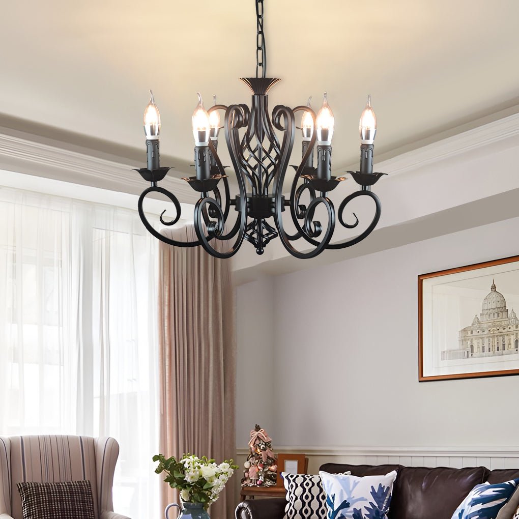 Iron Black Farmhouse Chandelier Candelabra Chandelier Living Room Light Fixtures