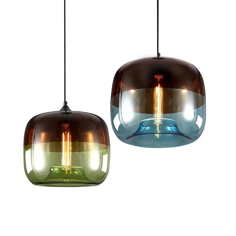 Multi Colored Glass Pendant Light Artistic Globe Dining Room Light