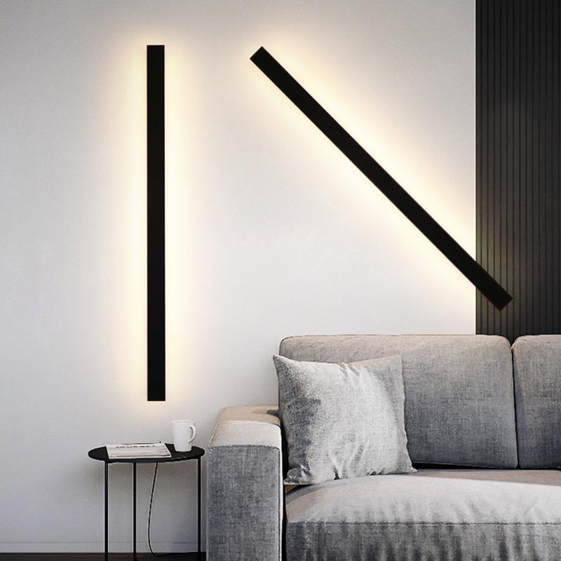 Outdoor Waterproof Long Strip Metal Black Modern LED Outdoor Wall Lights