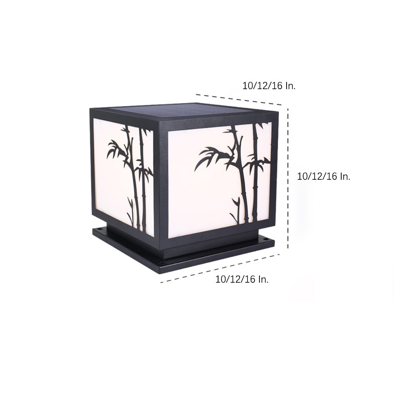 Square Bamboo Pattern Waterproof LED Modern Solar Lights Outdoor Pillar Lamp