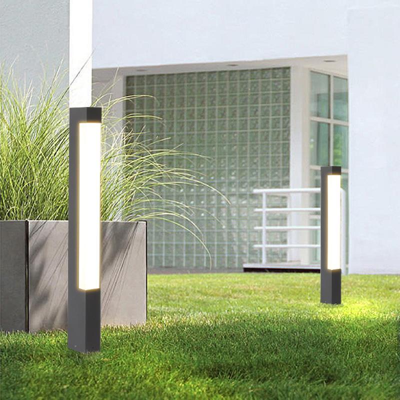 Square Tall Pillar Aluminum LED Waterproof Black Modern Pathway Lights