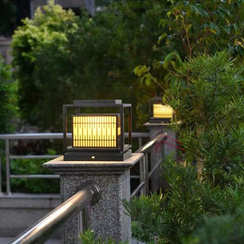 Vintage Window Grilles Decor Waterproof Modern Solar Lights Outdoor Post Lamp