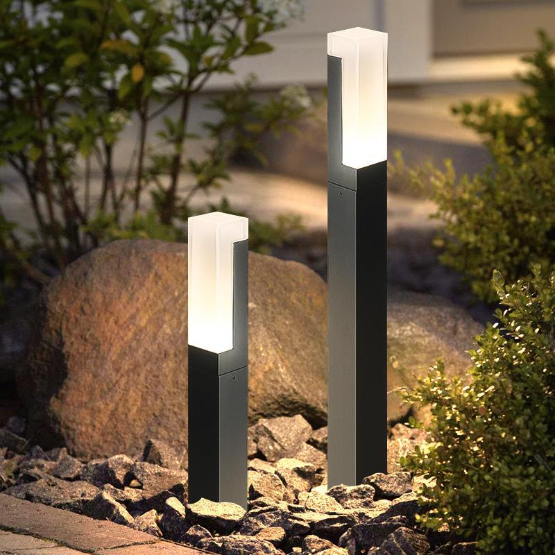 Square LED Waterproof Aluminum Black Minimalist Outdoor Light Pathway Lights