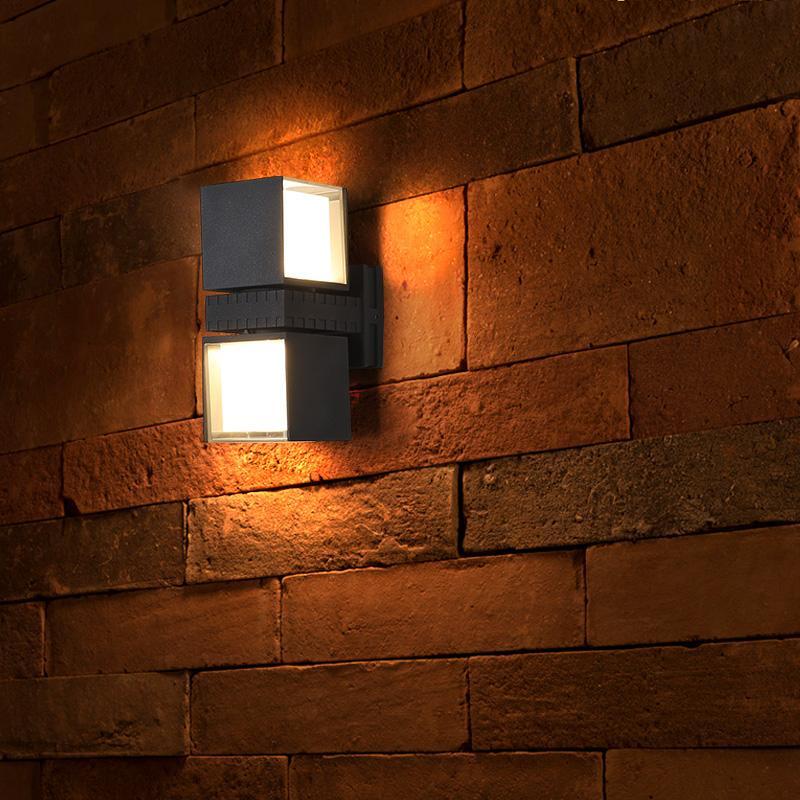 Adjustable Square Lamps Up And Down Lighting Black Outdoor Wall Lights