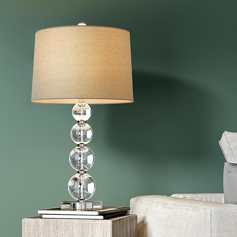 25 inch Light-Through Stacked Spheres Crystal Table Lamp