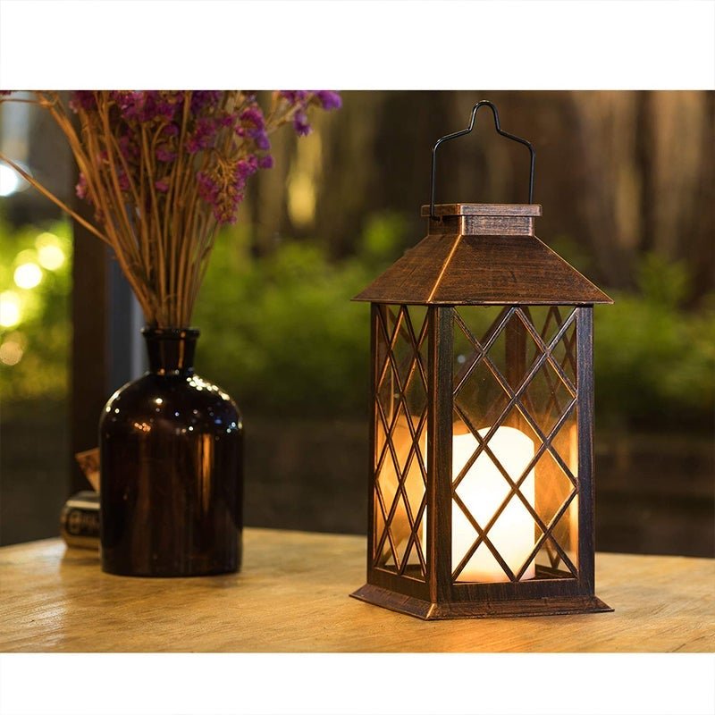 Retro Waterproof LED Bronze Antique Outdoor Lanterns Solar Lights Lamp