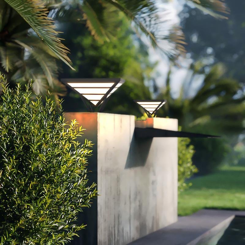 Geometric Aluminum Waterproof LED Black Modern Outdoor Light Pillar Lamp