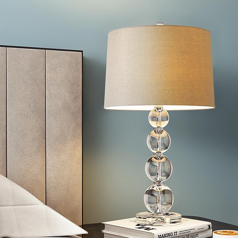 25 inch Light-Through Stacked Spheres Crystal Table Lamp