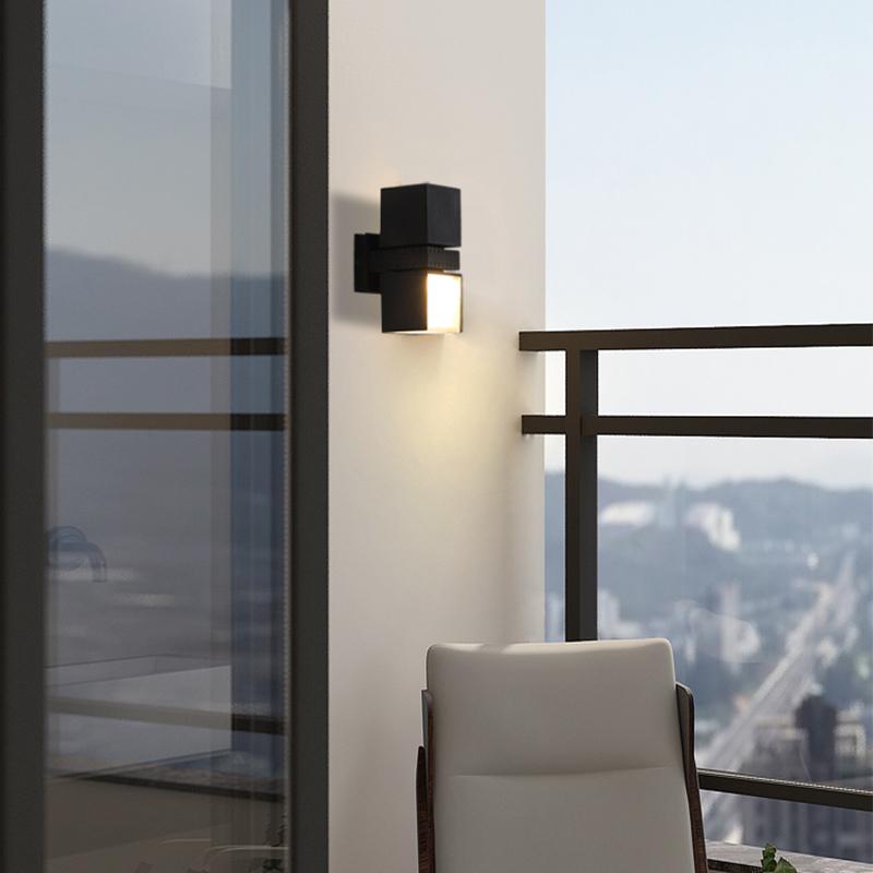 Adjustable Square Lamps Up And Down Lighting Black Outdoor Wall Lights