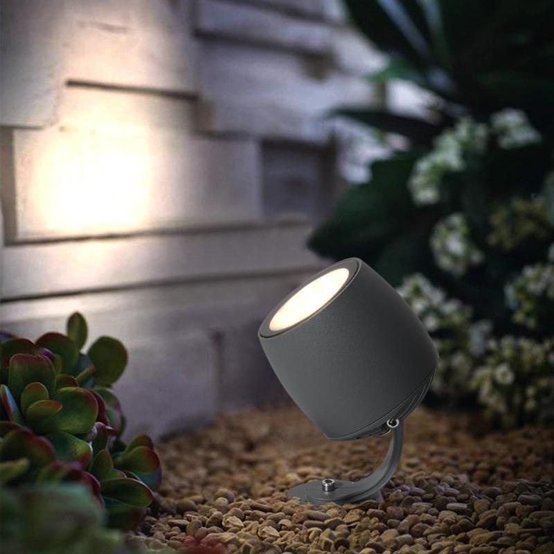 Round Aluminum LED Waterproof Gray Modern Tree Spotlights Outdoor Light