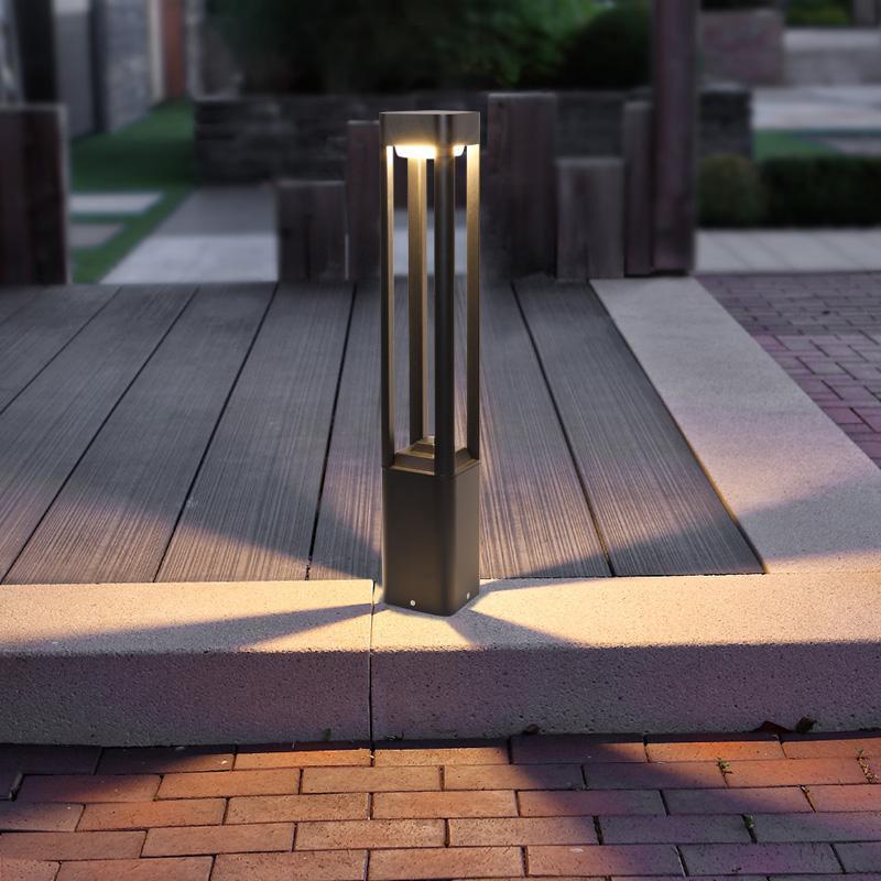 Hollow Aluminum LED Waterproof Black Modern Outdoor Light Post Lamp