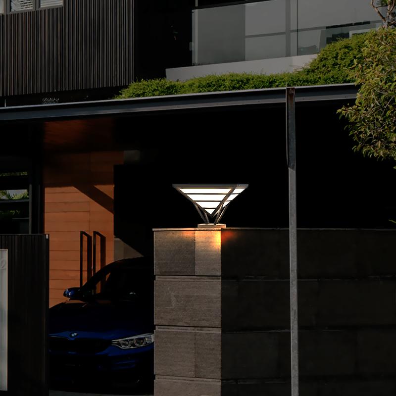 Geometric Aluminum Waterproof LED Black Modern Outdoor Light Pillar Lamp