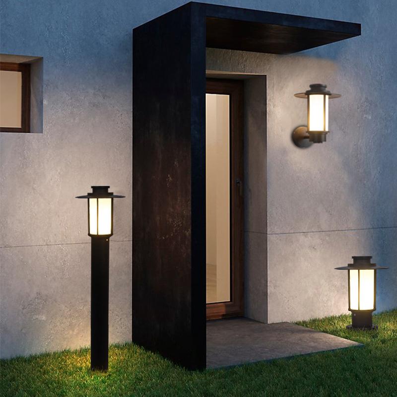 Top Hats Shape Aluminum LED Waterproof Black Retro Outdoor Wall Lights