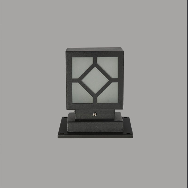 Square Stainless Steel LED Waterproof Black Modern Outdoor Light Post Lamp