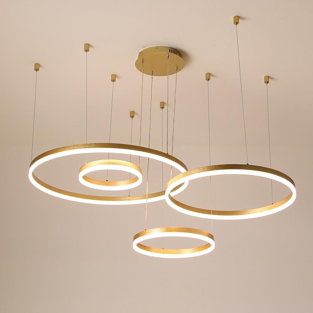 Circle Aluminum Large Chandeliers for High Ceilings Living Room Ceiling Lights