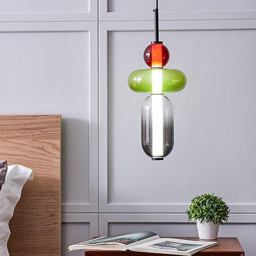 Multiple Shapes Colored Glass Pendant Light Metal Pendant Lighting