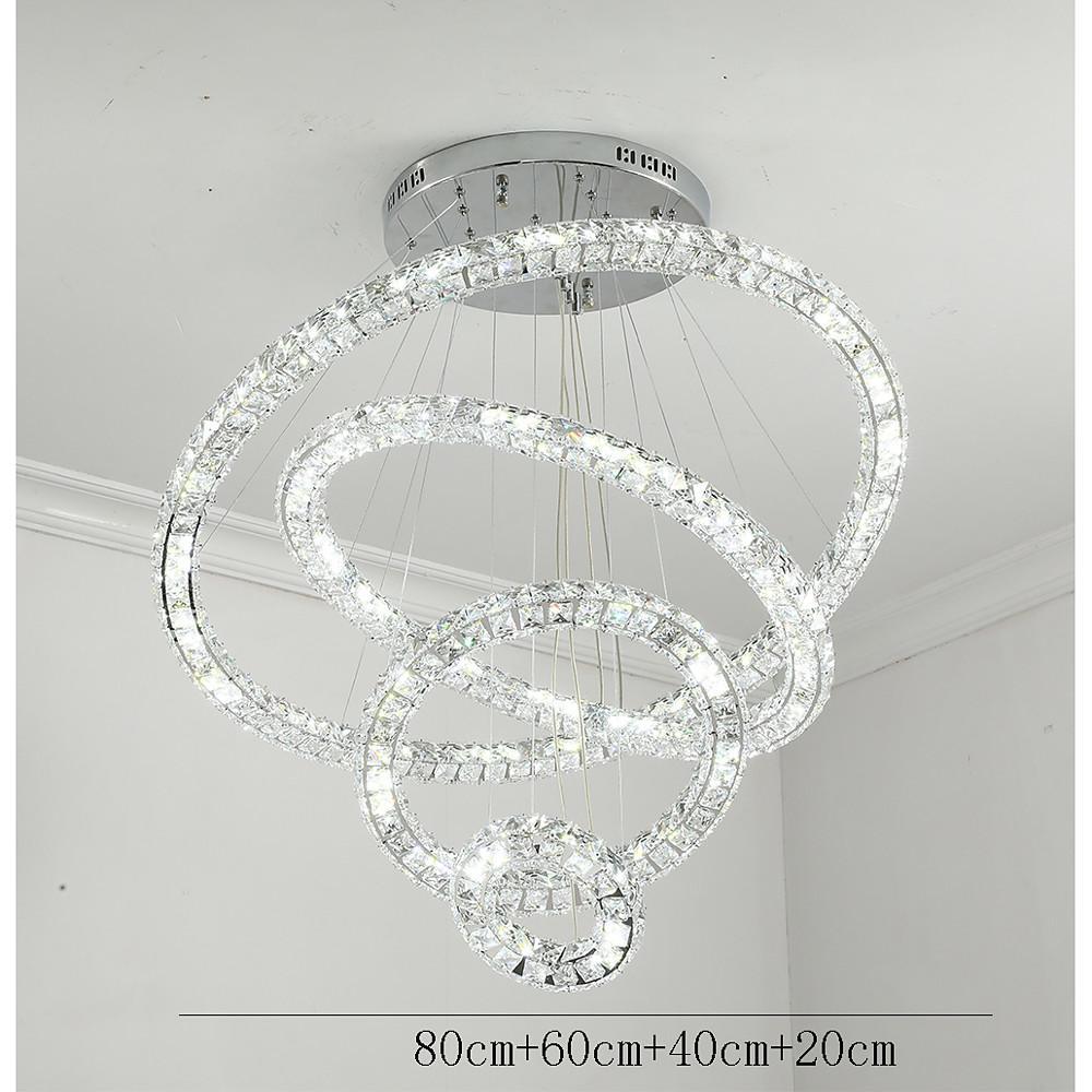 3/4-Light LED Tiered Chandelier LED Crystal Ring Hanging Pendant Light