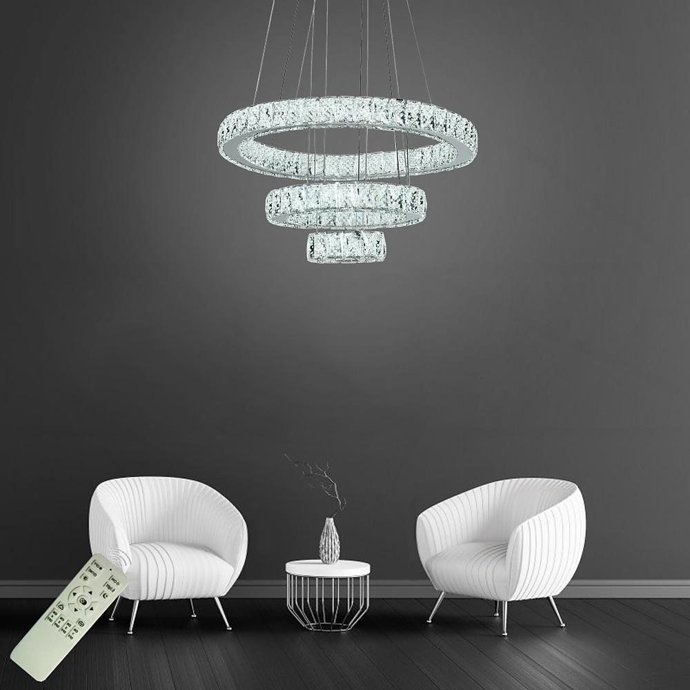 Modern 3 Tiers Circles Suspended Chandelier with Crystal Accents