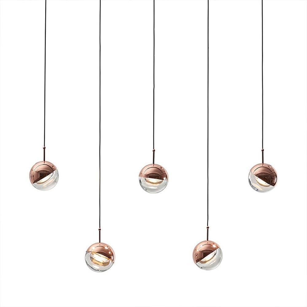 Adjustable Electroplated Metal Crystal Globe Shaped LED Pendant Lights