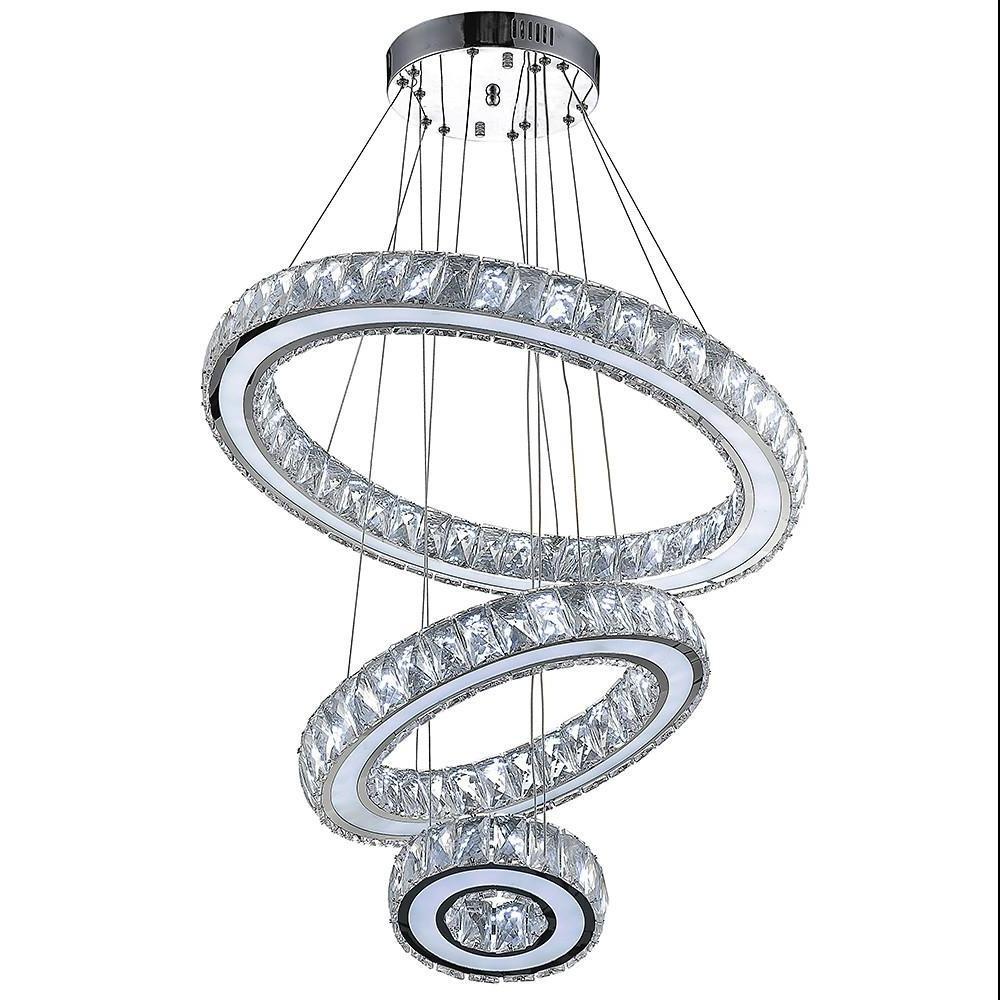 Contemporary 3 Ring Pendant Electroplated Crystal Chandeliers