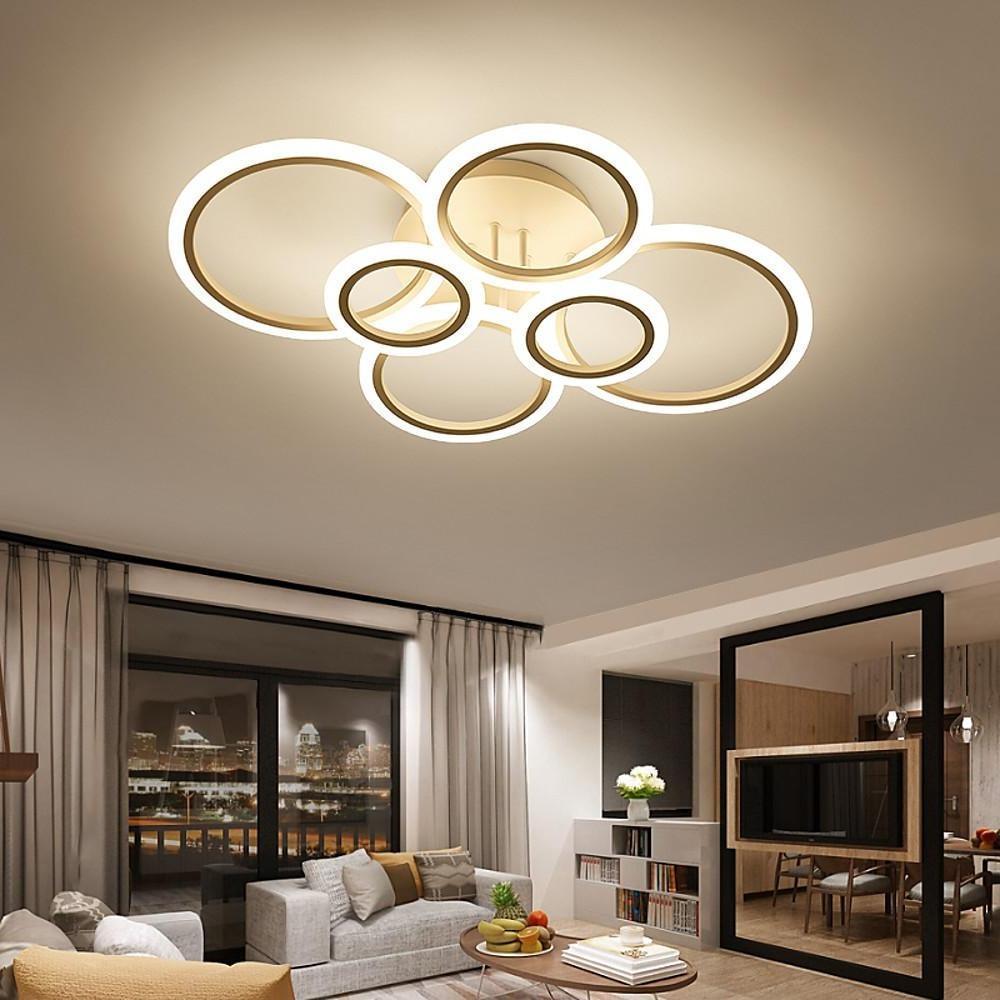 6 Circle Geometric LED Flush Mount Ceiling Light for Bedroom