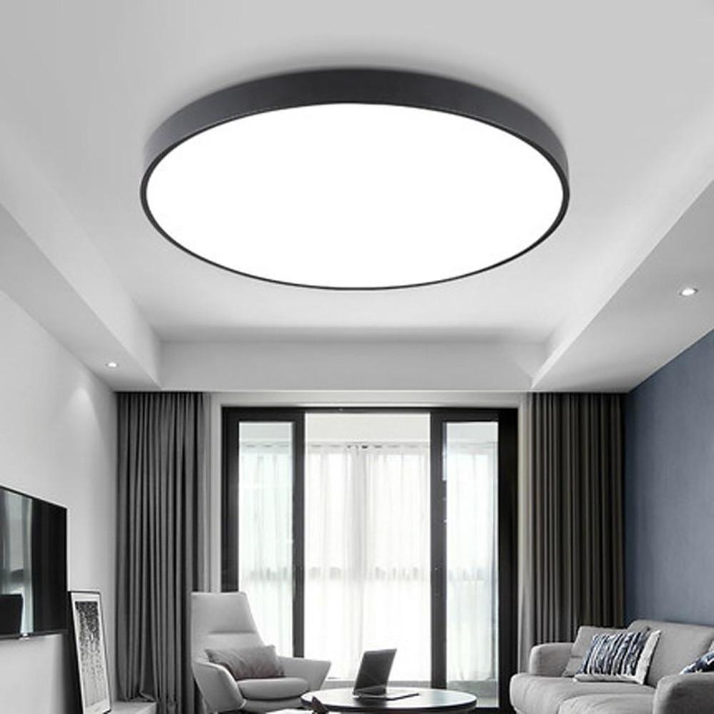 Modern Painted Plastic Matte Black Flush Mount Light with Integrated Dimmable LED Light