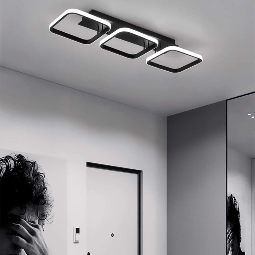 3 Square LED Black Modern Ceiling Lights Hanging Light Chandelier Ceiling Lamp