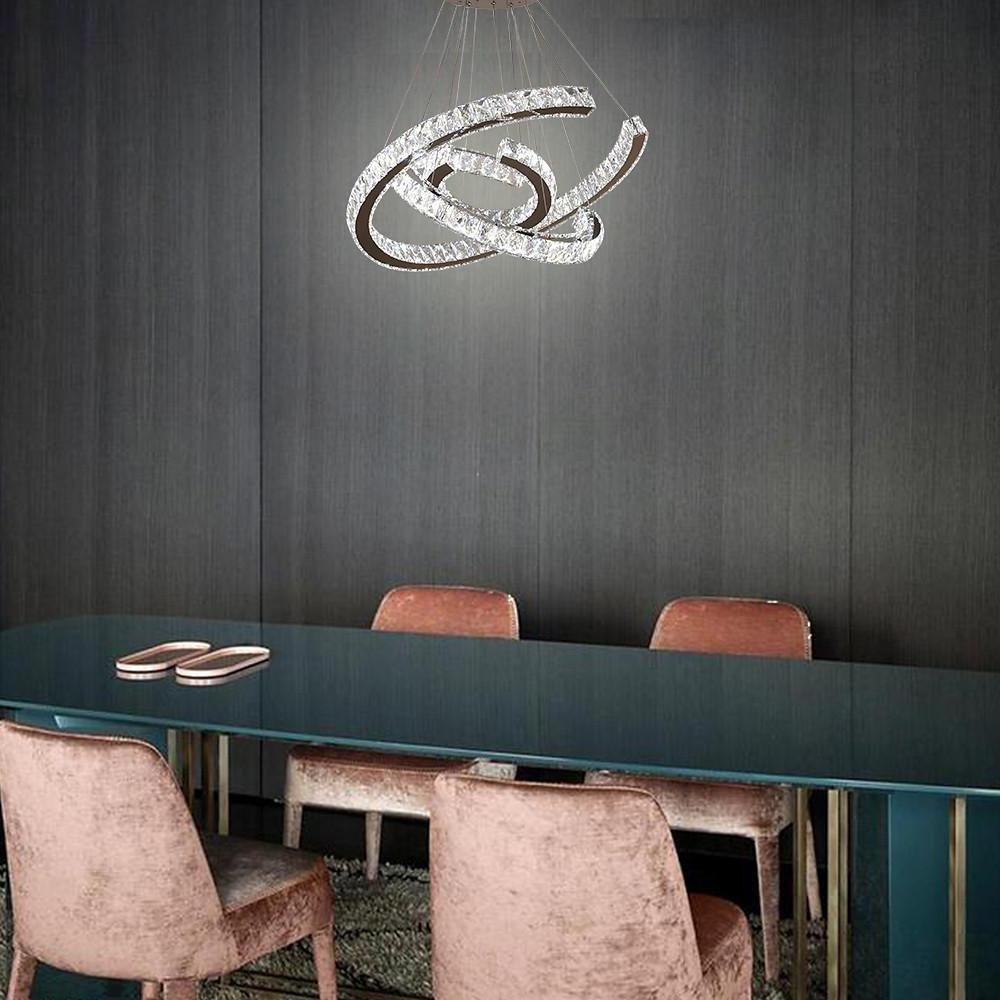 Wave Flush Mount Lighting for Dining Room LED Crystal Stainless Steel Ceiling Lights