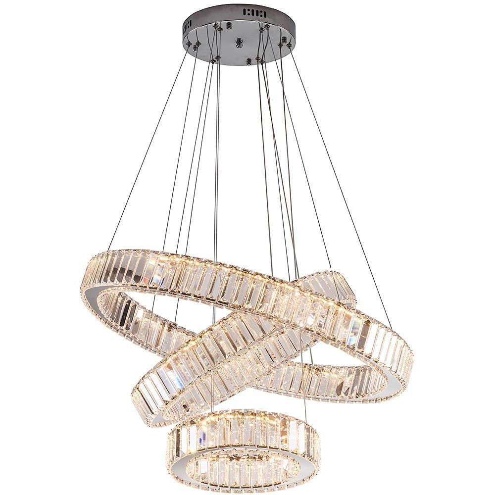 Chrome Crystal 3-Tier Pendant Light Modern Chandelier