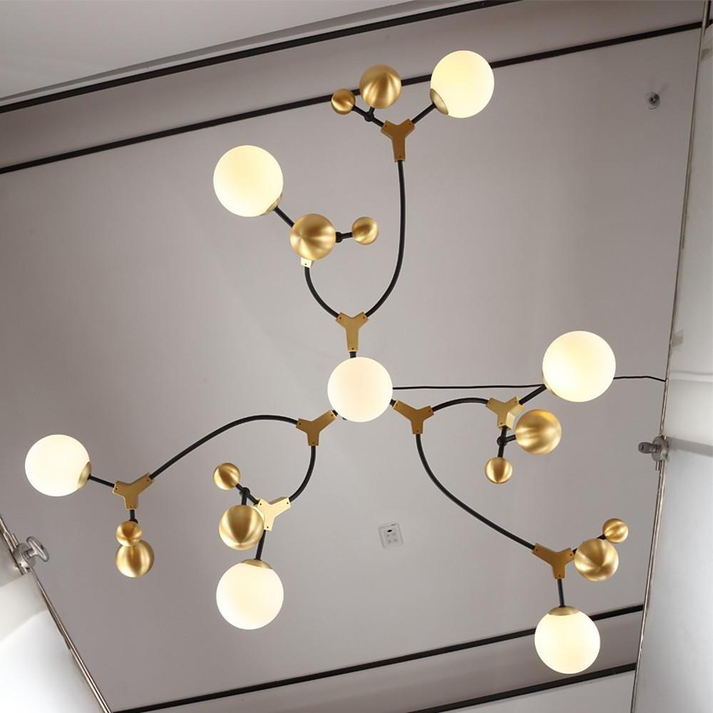 Gold Sputnik Chandelier Cle-Style Chandelier Light with 7 LED Lights