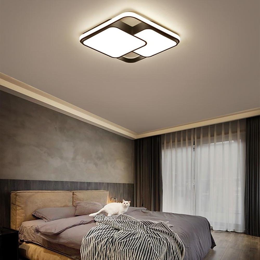 3 Square Dimmable LED Black Modern Ceiling Light Flush Mount Lighting